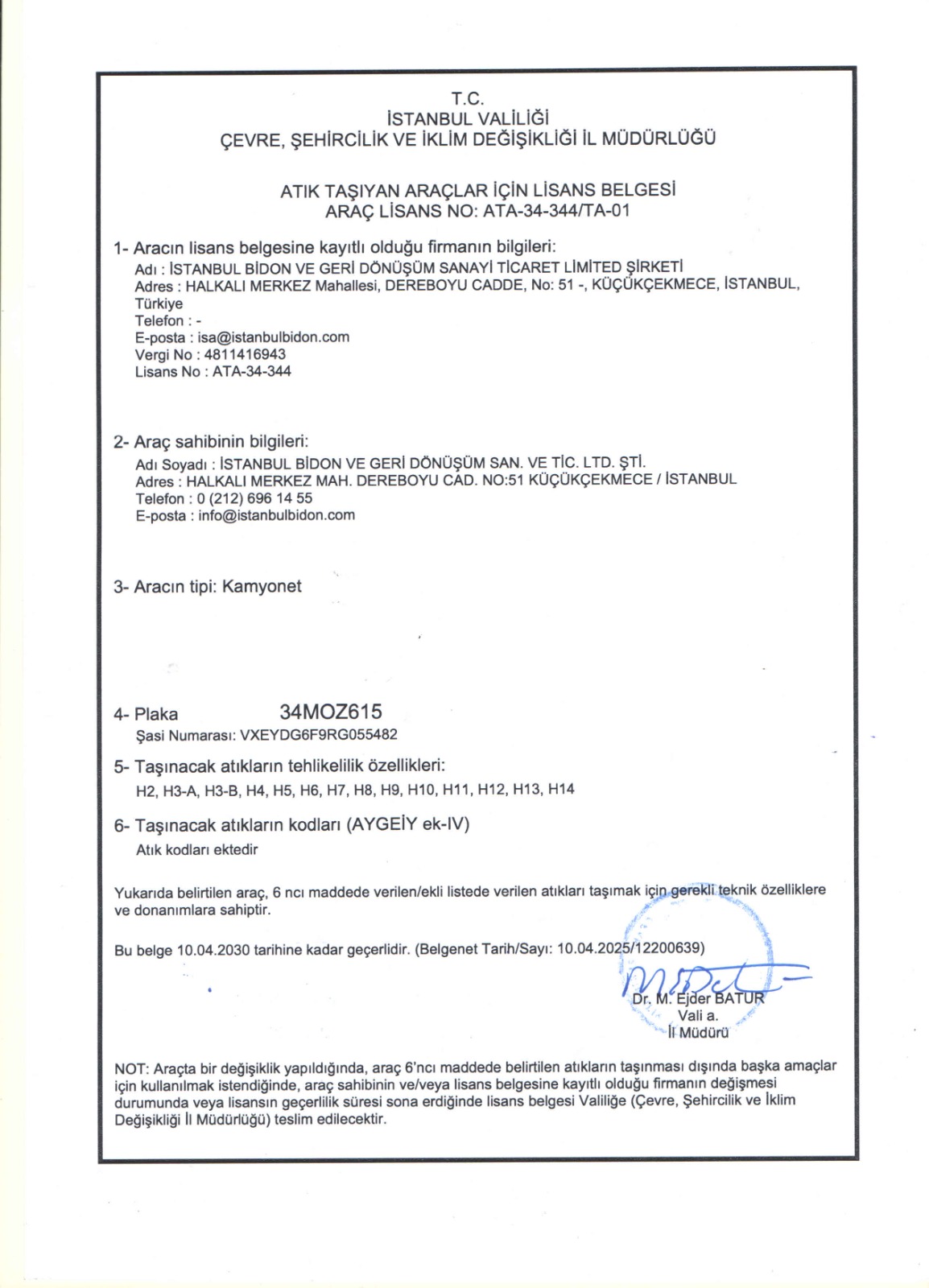 İstanbul IBC Tank Geri Dönüşüm Belgesi - Endüstriyel Atık Lisansı